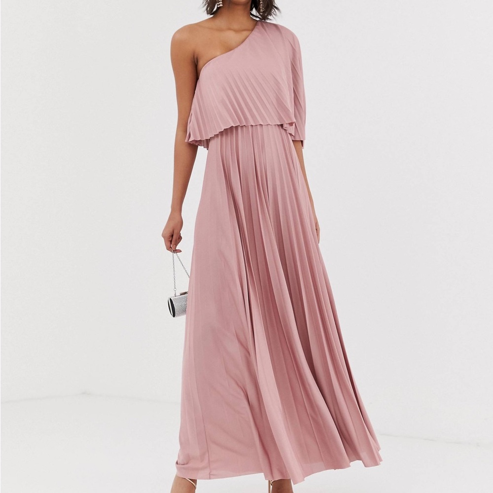 ASOS one shoulder pleated crop top maxi dress
